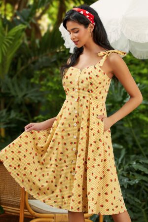 Stay a While Tie-Strap Fit & Flare Dress